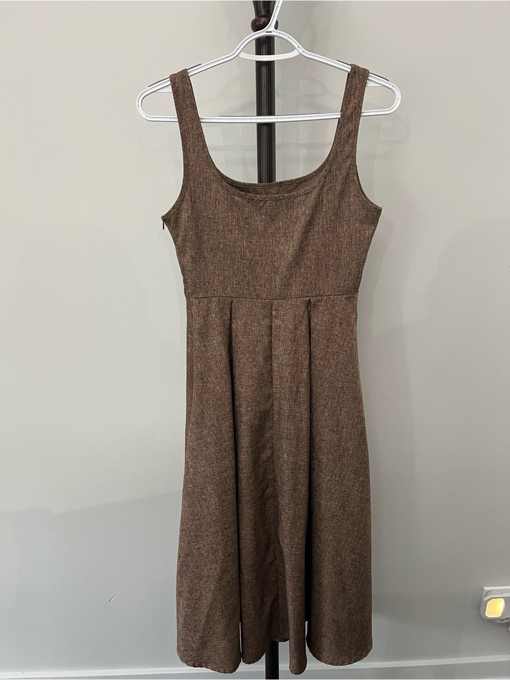 SHEIN Brown Sleeveless A-Line Midi Dress